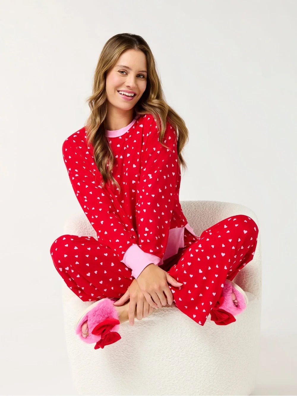 Shiraleah Mini Hearts Ultra-Soft Jersey Knit PJ Set, Red